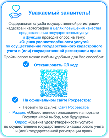 Опрос: Оценка удовлетворенности услугой по осуществлению государственного кадастрового учета и (или) государственной регистрации прав